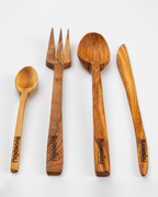 Set 4 posate da tavola in legno d'ulivo